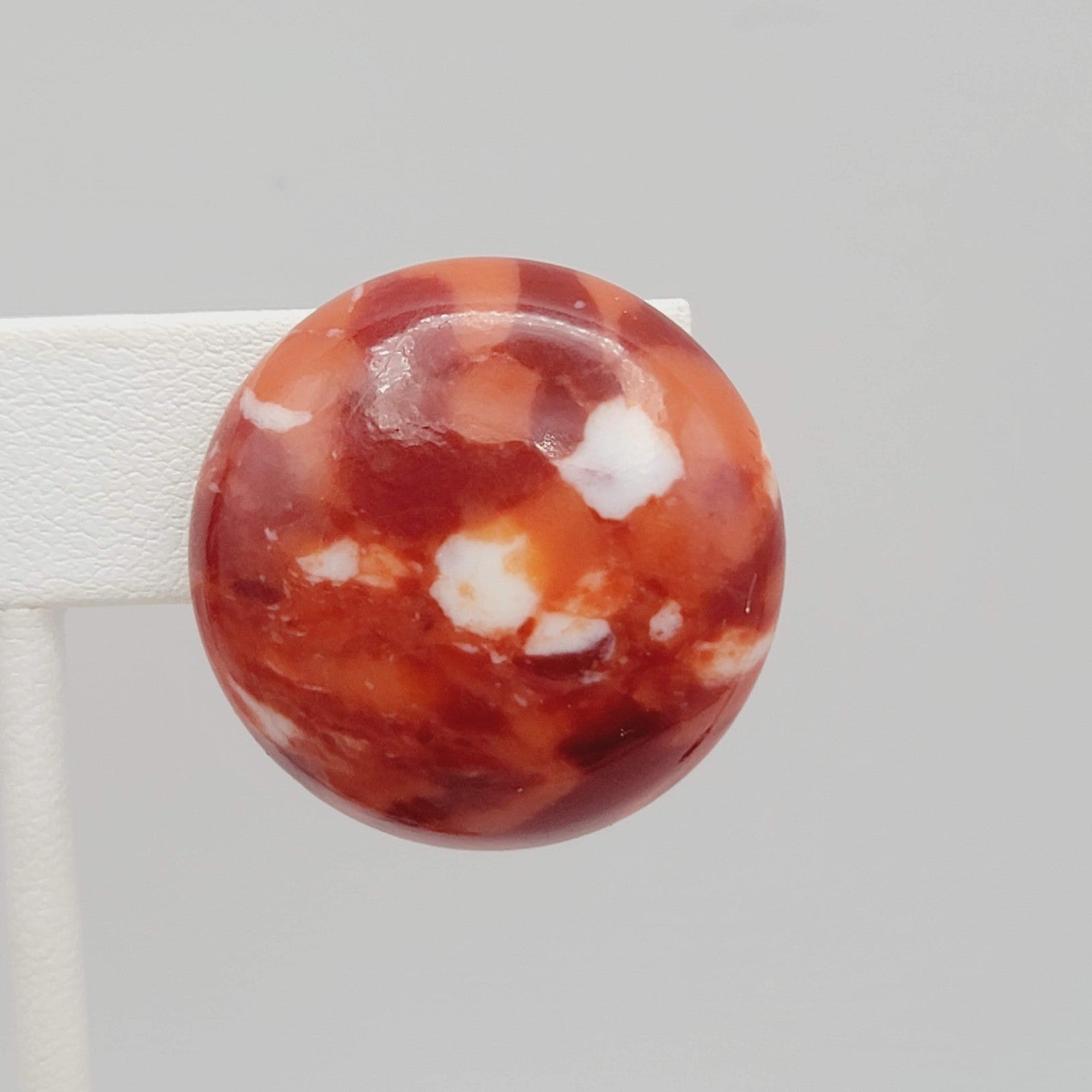 Vintage Confetti Red Round Clip on Earrings Acrylic Drop 1 1/8 in