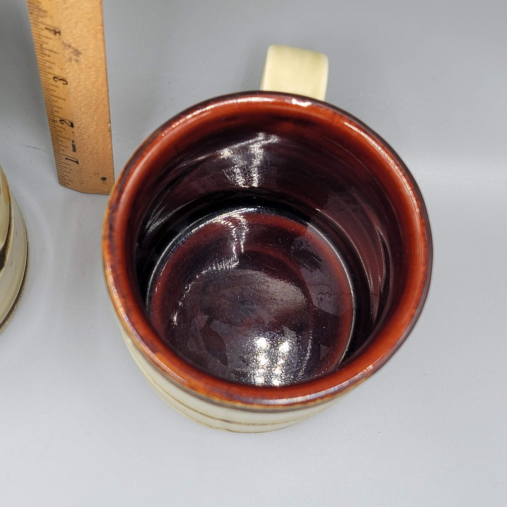 Vintage Set of 2 Baldelli Bamboo Design Coffee Mug Cup Glazed Art Pottery Italy