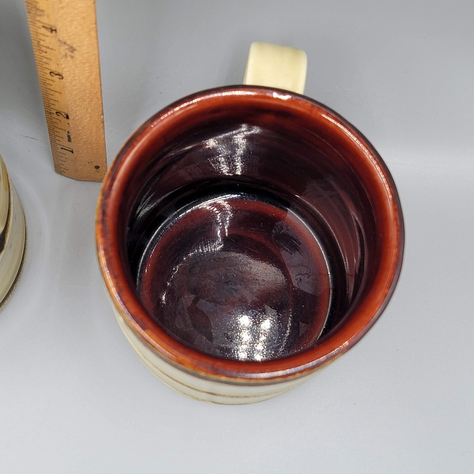 Vintage Set of 2 Baldelli Bamboo Design Coffee Mug Cup Glazed Art Pottery Italy