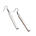Long Wood Pierced Earrings Silver tone Dangle  2.25"