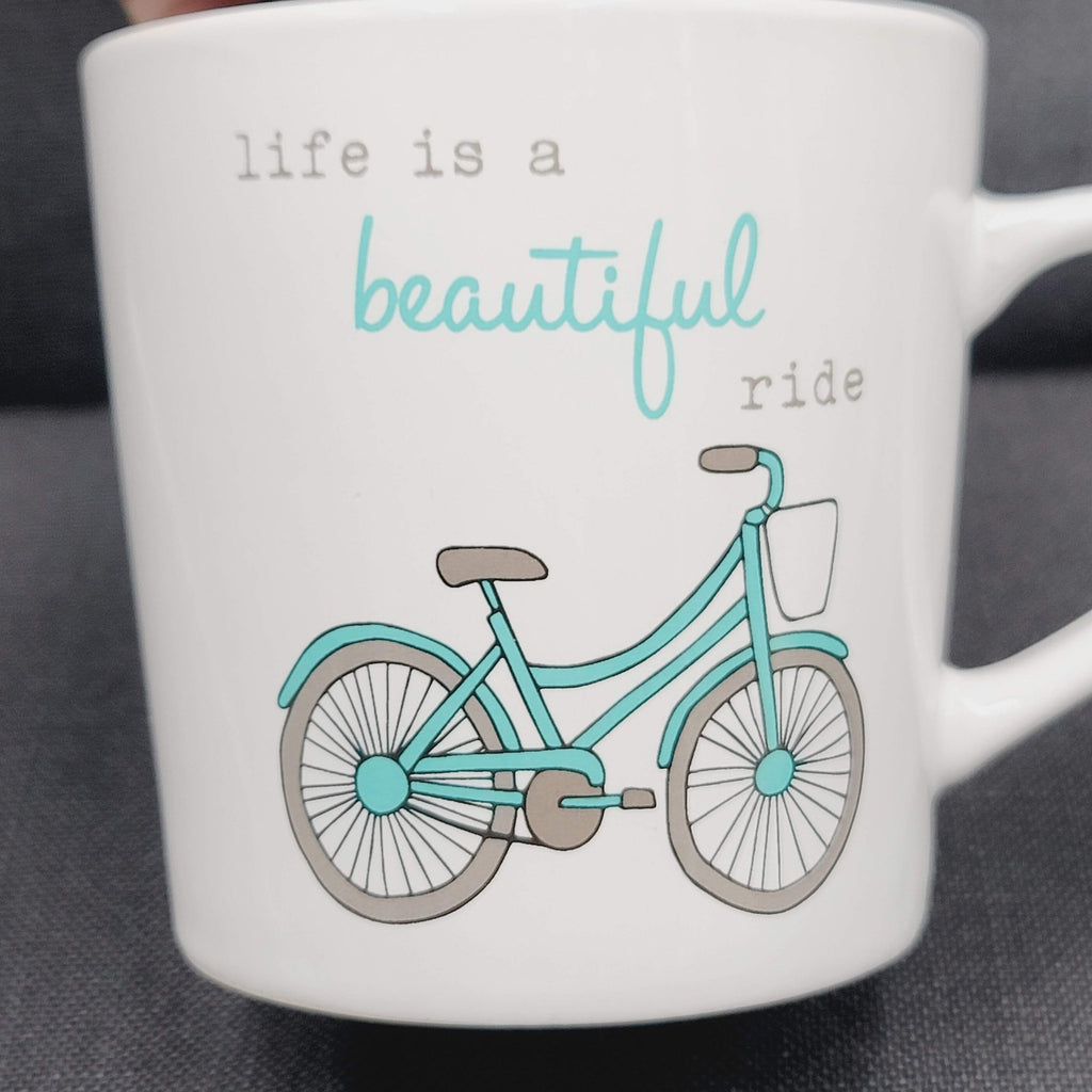 Life Is A Beautiful Ride Bicycle Coffee Mug Quote Ceramic Cup Love Your Mug