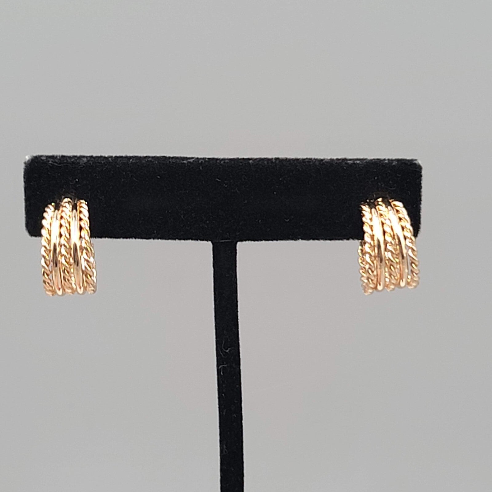 Wide Hoop Pierced Earrings Gold Plated Hoops 1/2"