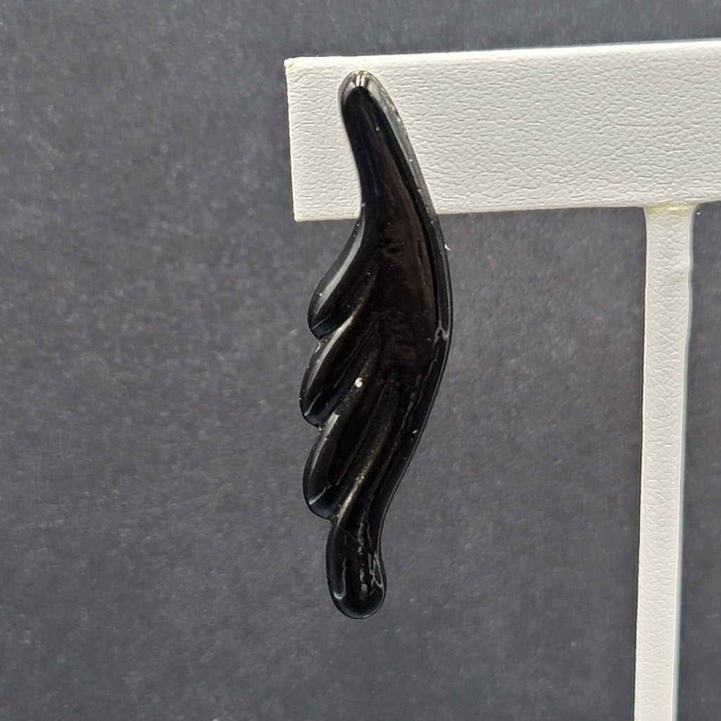 Vintage Pierced Earrings Black Enamel over Metal Statement Drop 2"