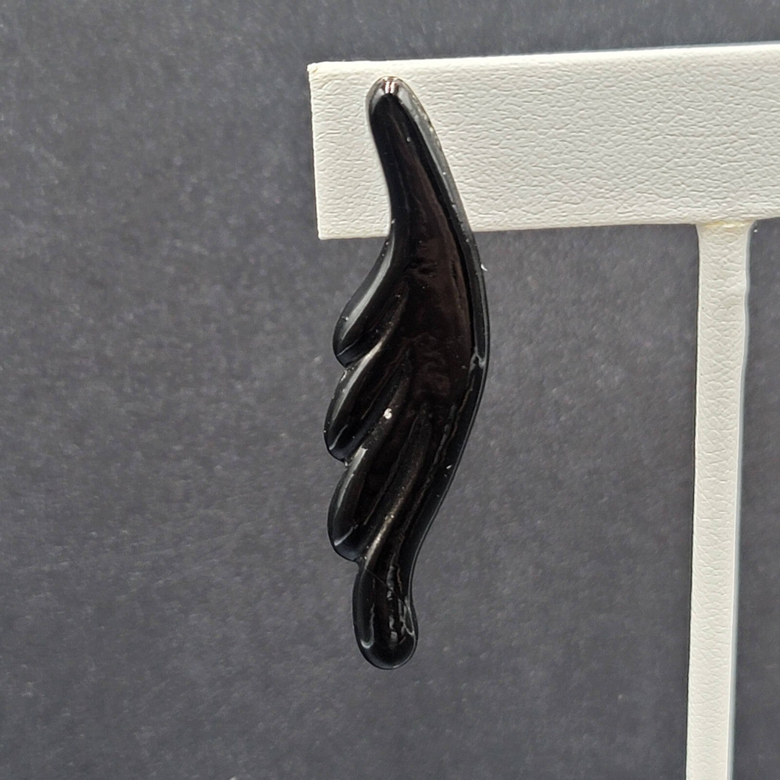Vintage Pierced Earrings Black Enamel over Metal Statement Drop 2"