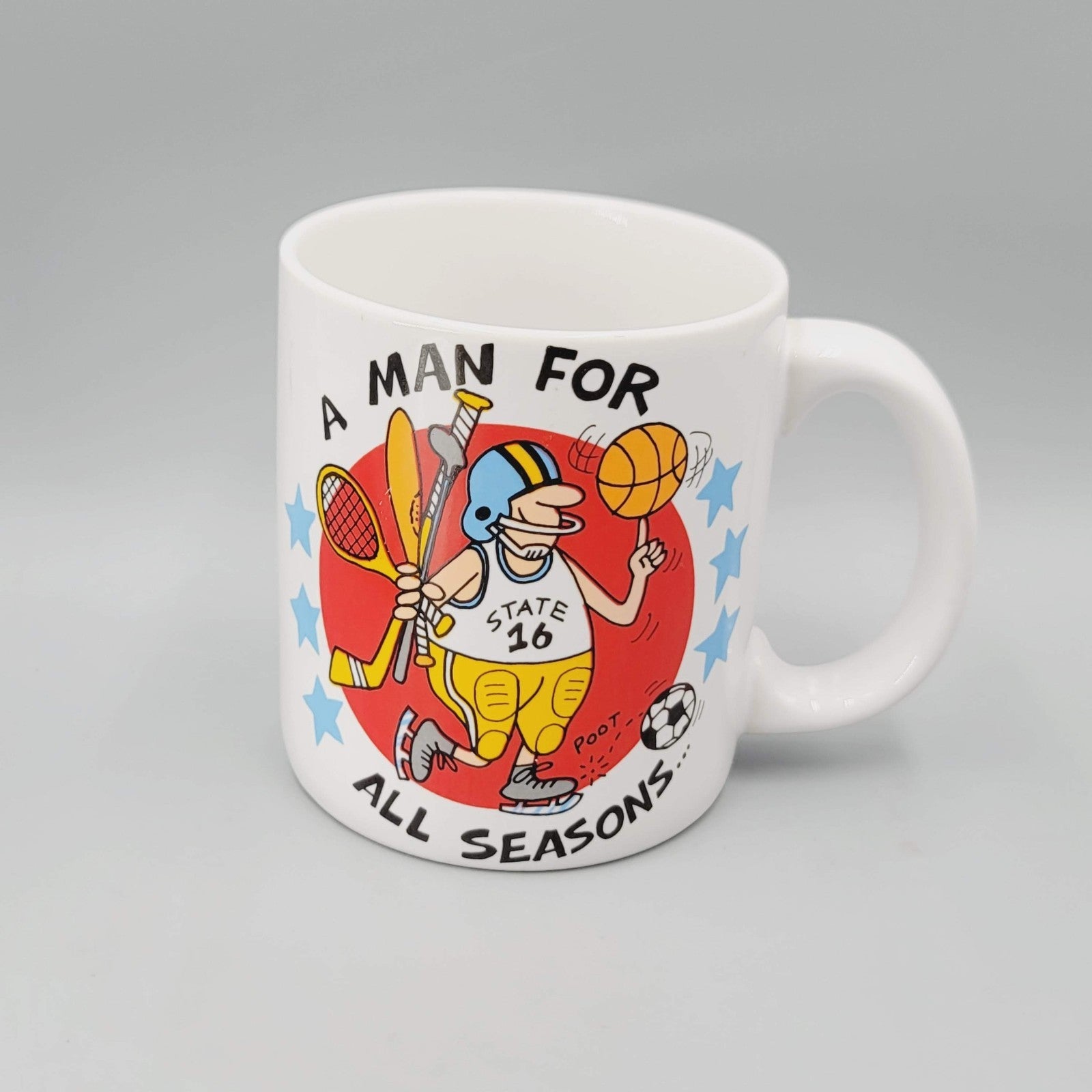 Vintage Funny Sports Coffee Mug A Man for all Seasons American Greetings Stonewa