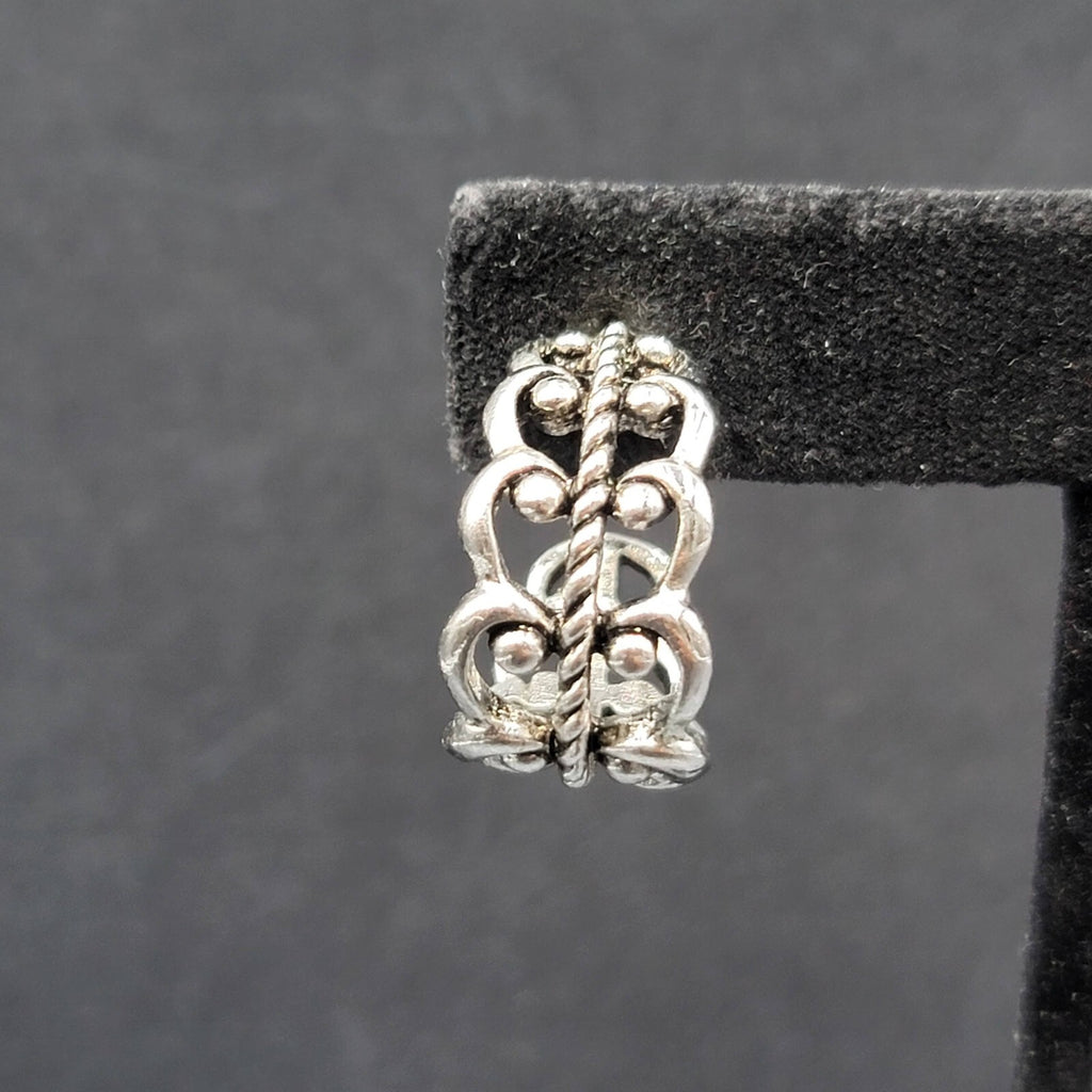 Pierced Earrings Ornate Open Work Wide Hoops 3/4"