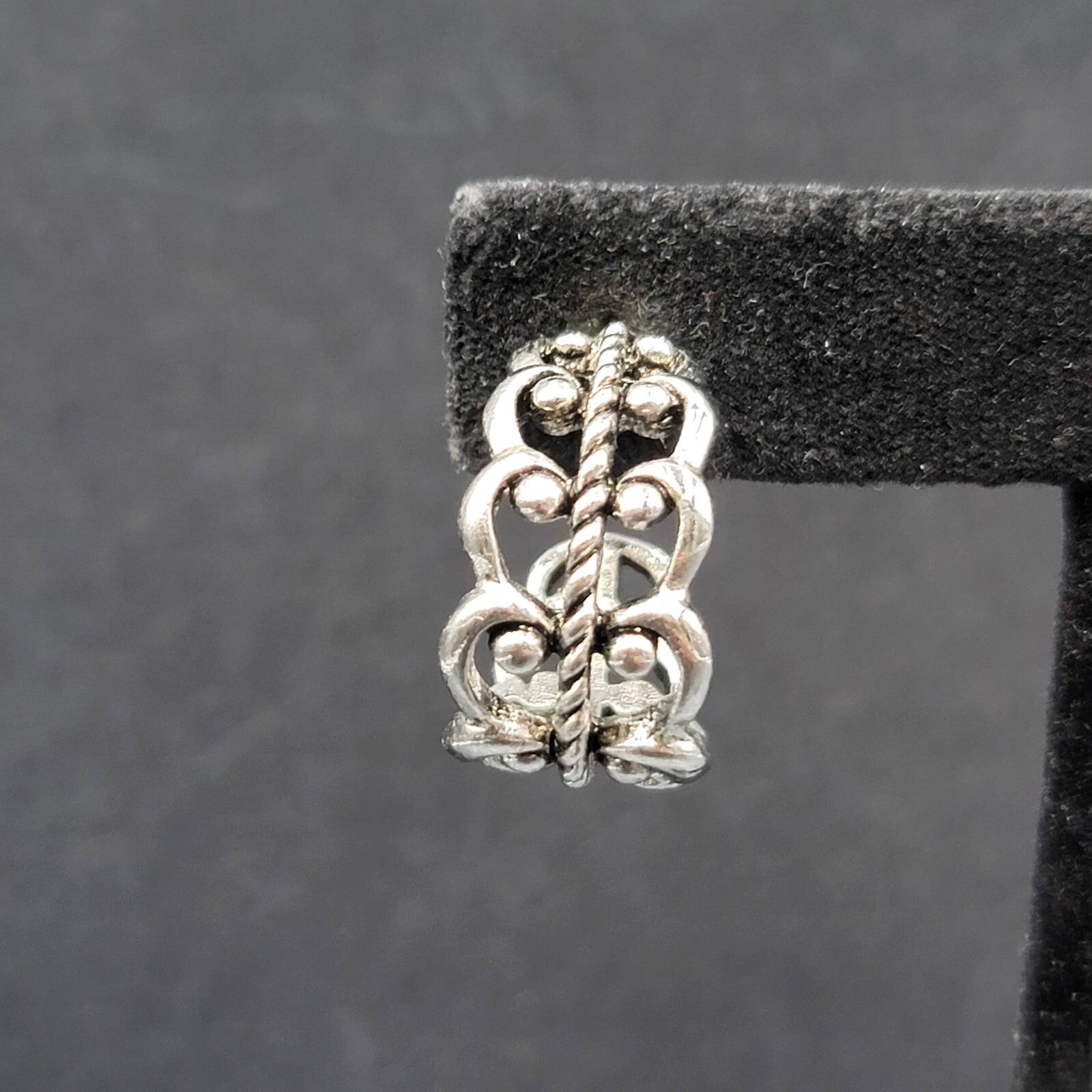 Pierced Earrings Ornate Open Work Wide Hoops 3/4"