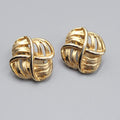 Vintage Open Work Clip on Earrings Gold tone Square 1"