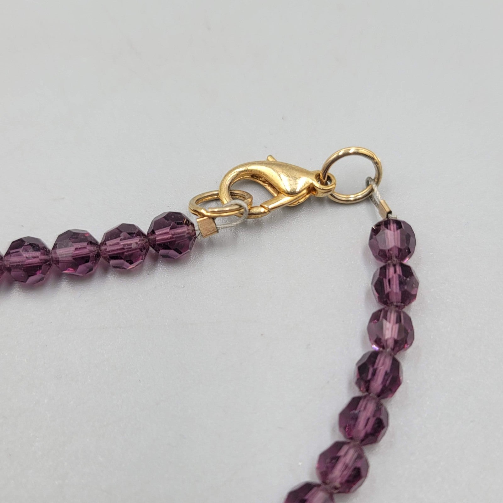 Purple Crystal Bead Long Necklace 36 in