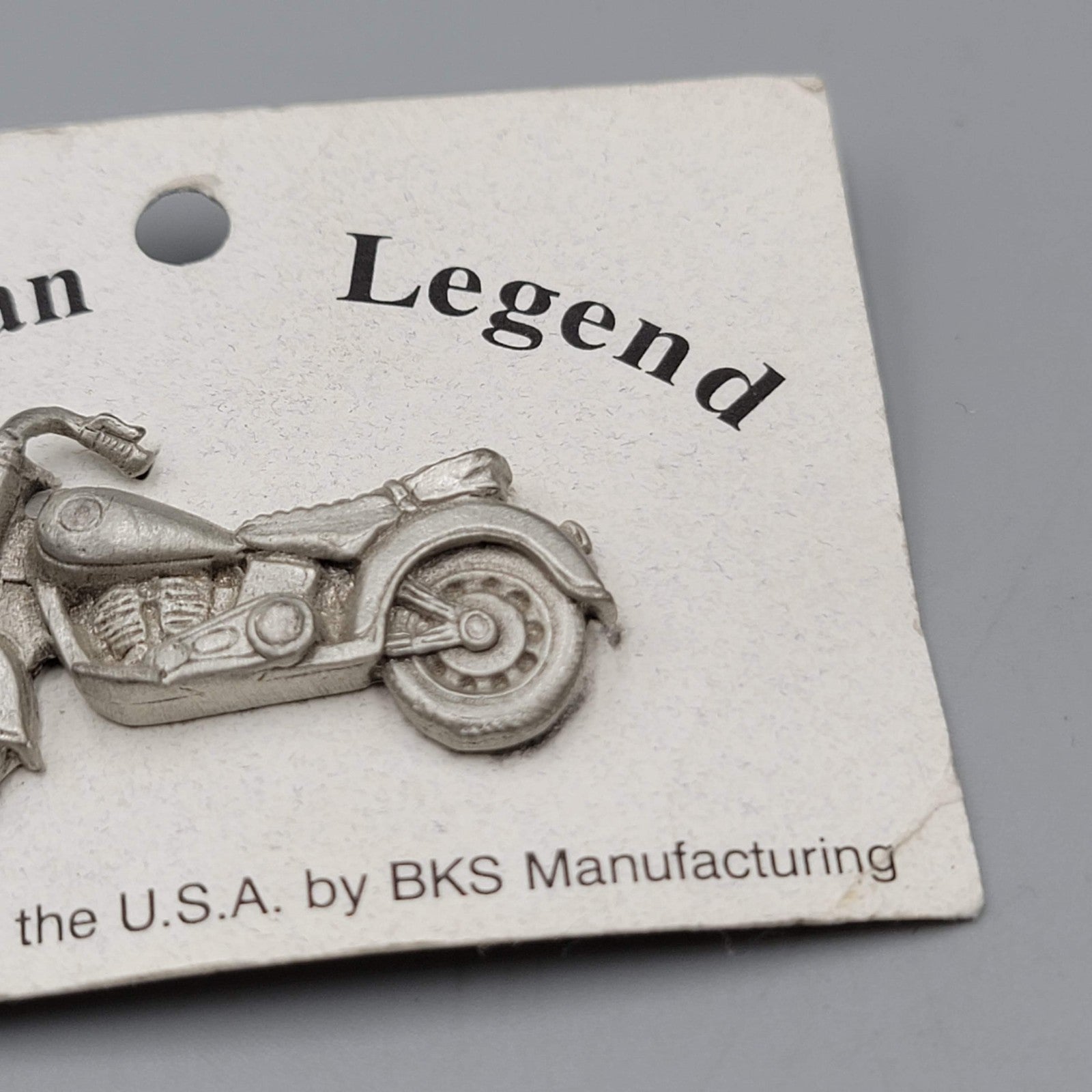 Vintage American Legend Motorcycle Pin Badge BKS Manufacturing USA Pewter Brooch