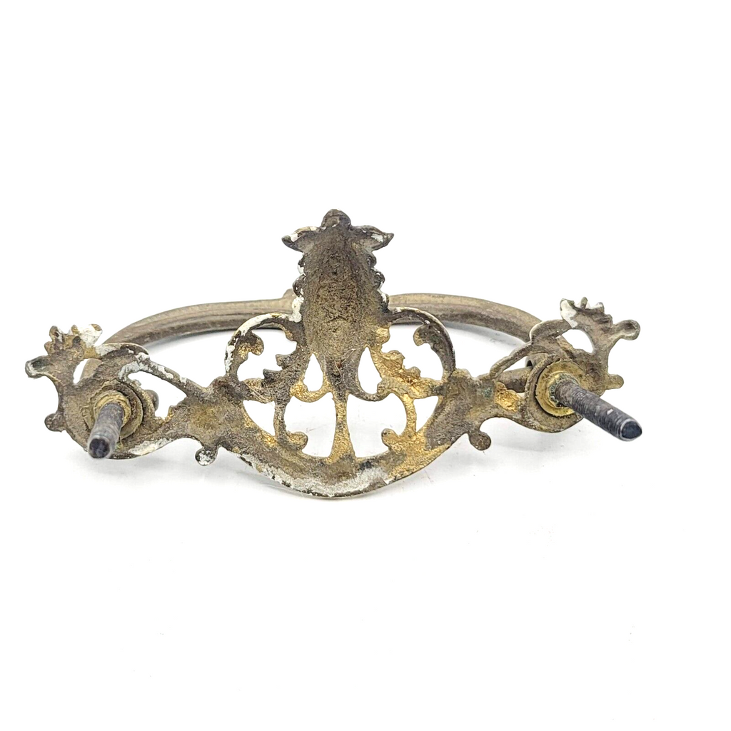 Vintage SINGLE Brass Drawer Pull Handle Gold Salvage 3"
