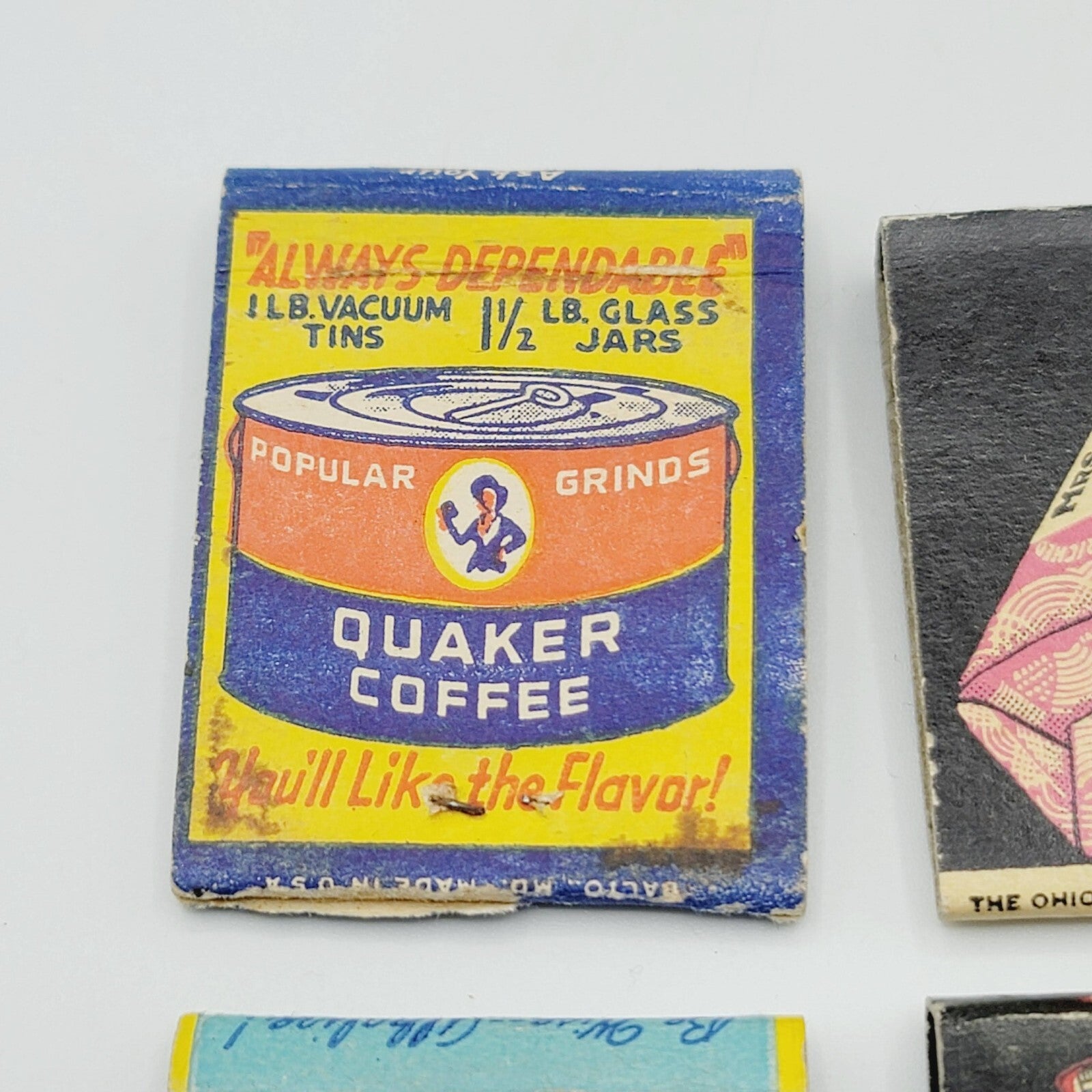 Vintage Advertising Matchbooks Lot of 4 Alka Seltzer Mrs Jessees Quaker Schenley