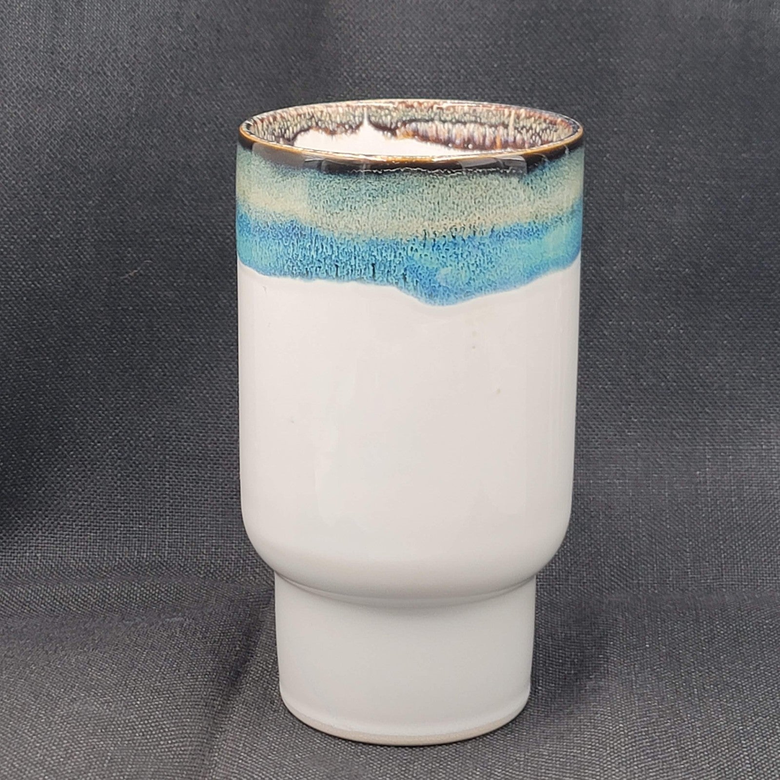 Leaf Bean Speckled Ceramic Coffee Mug Tall Blue Gray 20 ounces 6"
