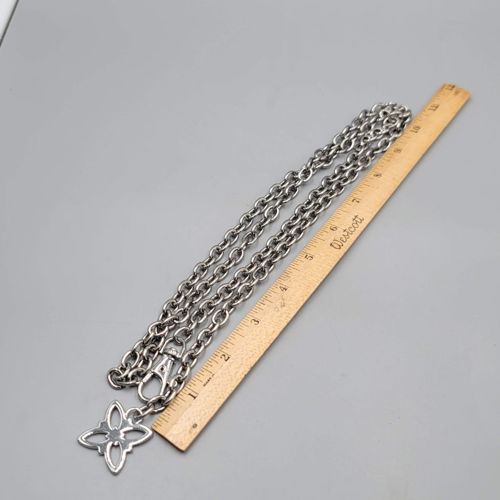 Silver tone Chain Belt Waist Metal Total Length 40"