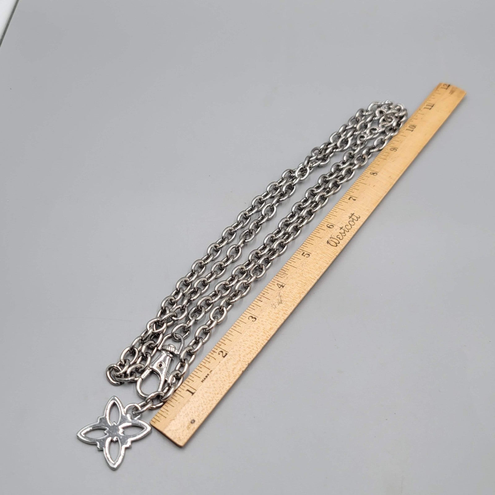 Silver tone Chain Belt Waist Metal Total Length 40"