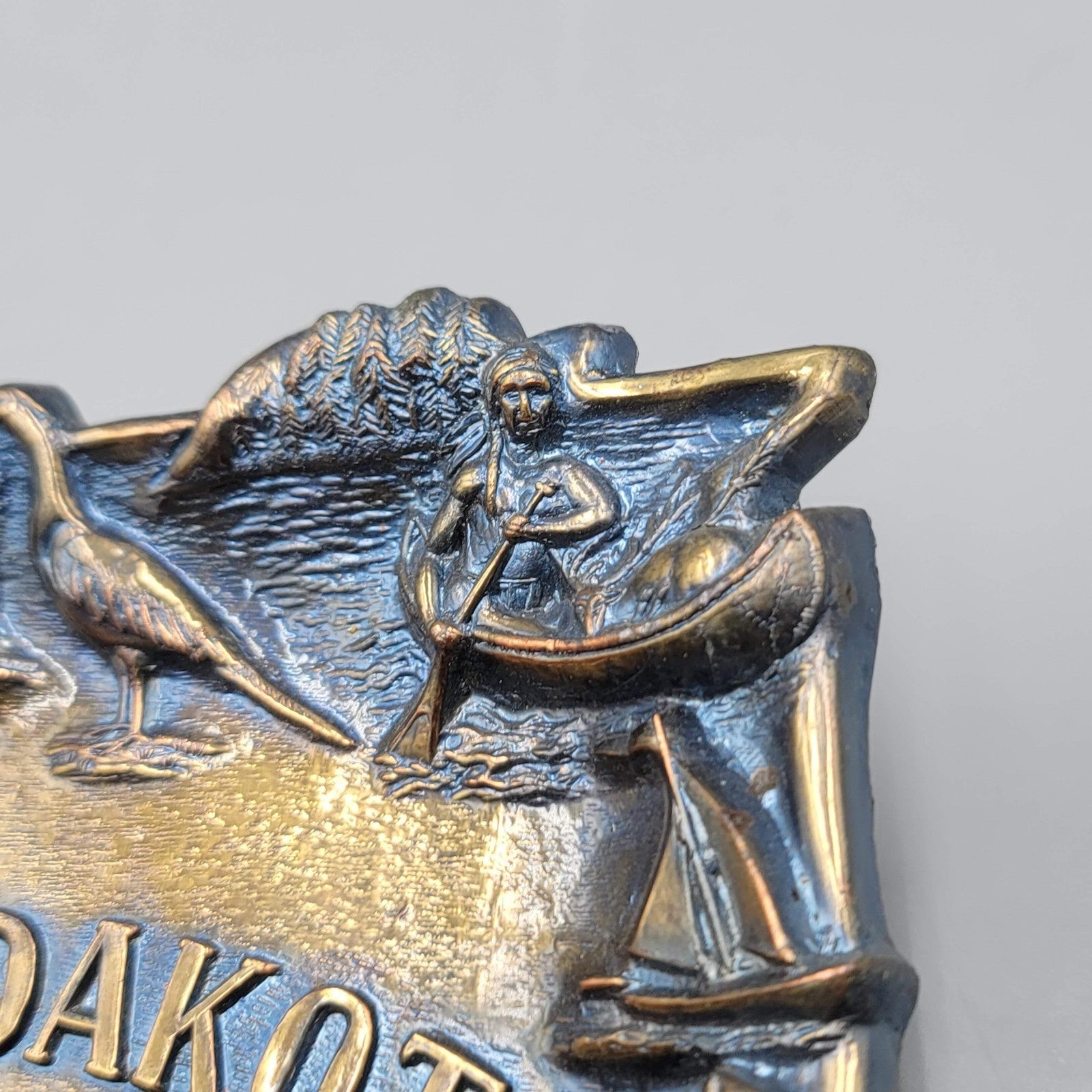 Vintage South Dakota Souvenir Metal Plaque Mount Rushmore Corn Palace Japan