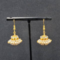 Pierced Earrings Gold Plated Chandelier Faux Pearl Beads 1"