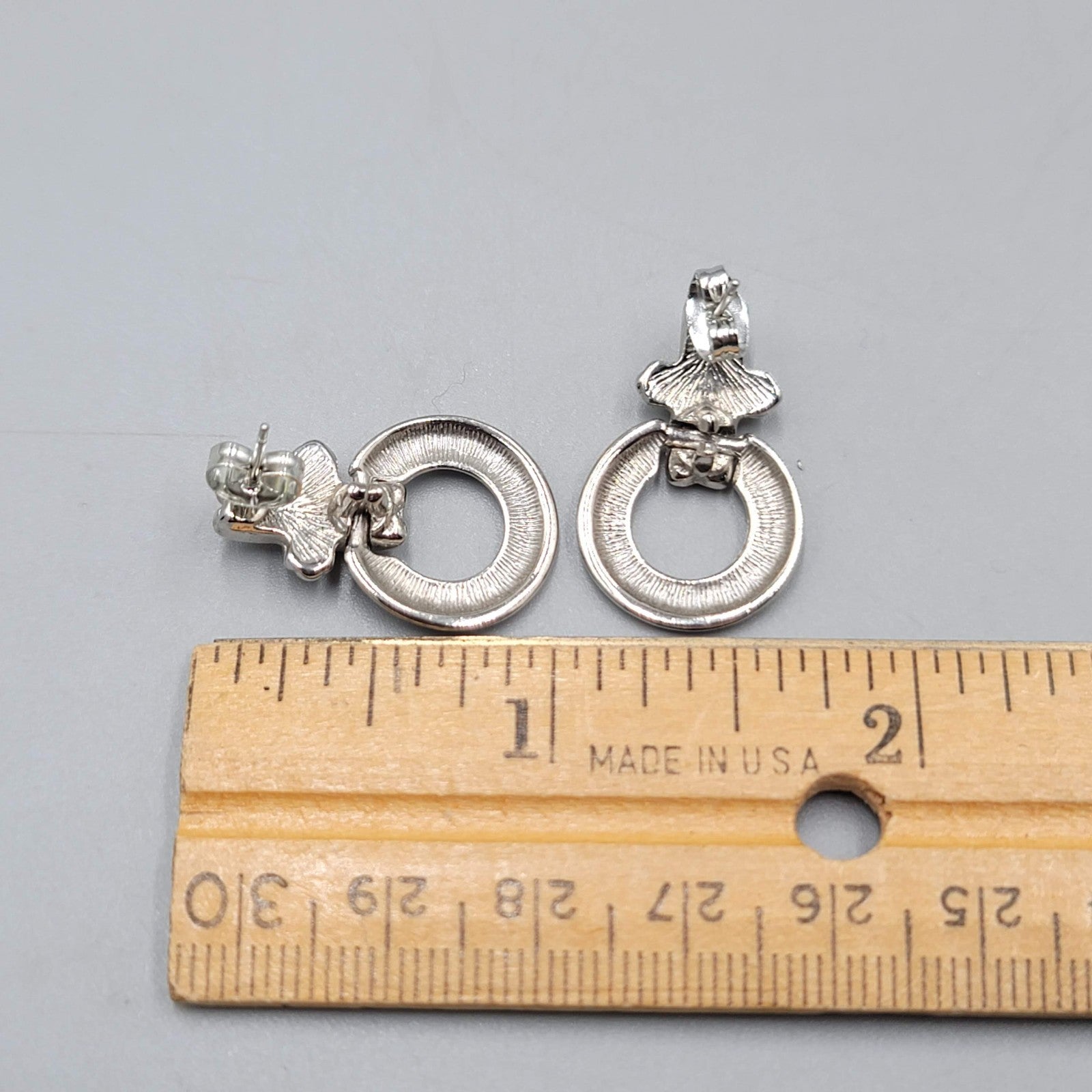 Door Knocker Pierced Earrings Silver  Plated Drop 1 in