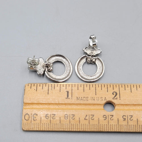 Door Knocker Pierced Earrings Silver  Plated Drop 1 in