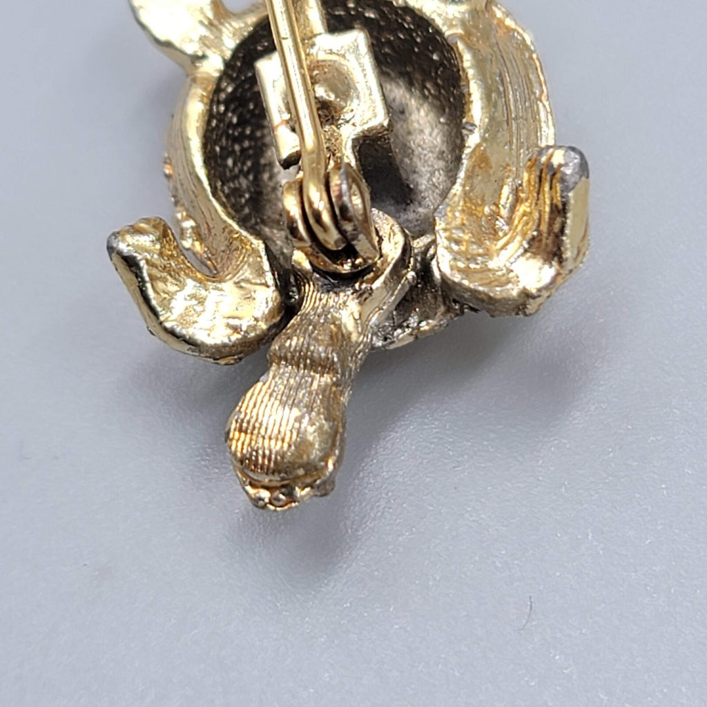 Vintage Turtle Brooch Gold tone Moveable Head So Cute!  7/8"