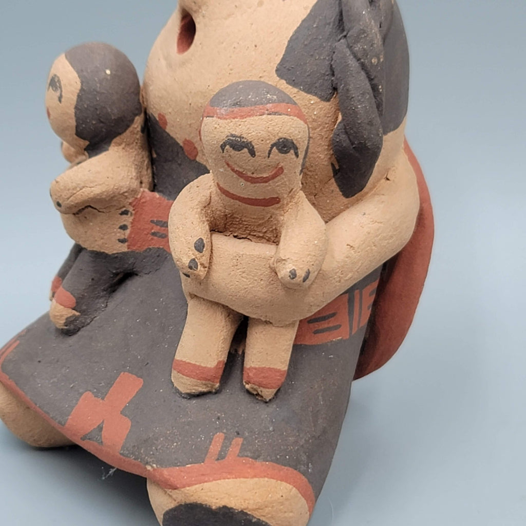 Jemez Pueblo Native American Storyteller Figure 2 Babies Signed AW 3.5 in