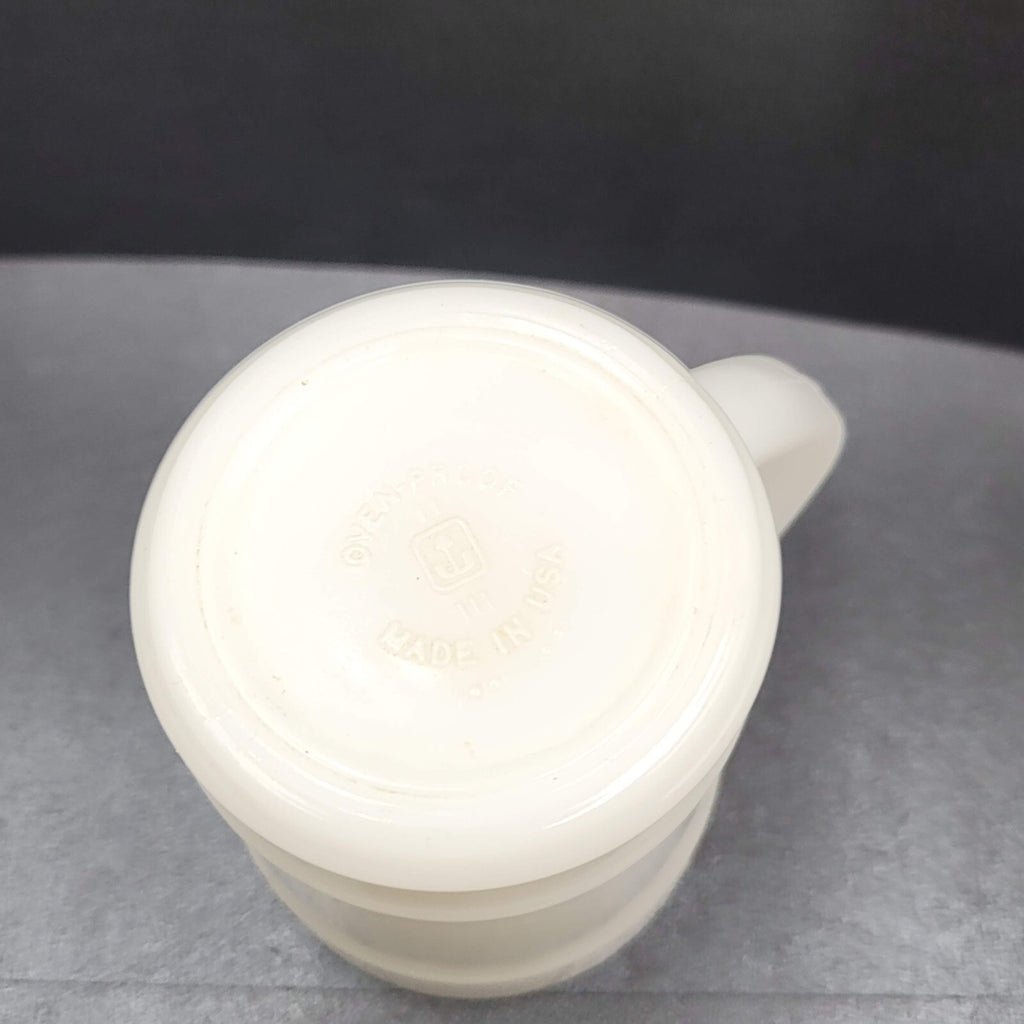 Vintage Oven Proof Anchor Milk Glass Coffee Mug Ribbed Design