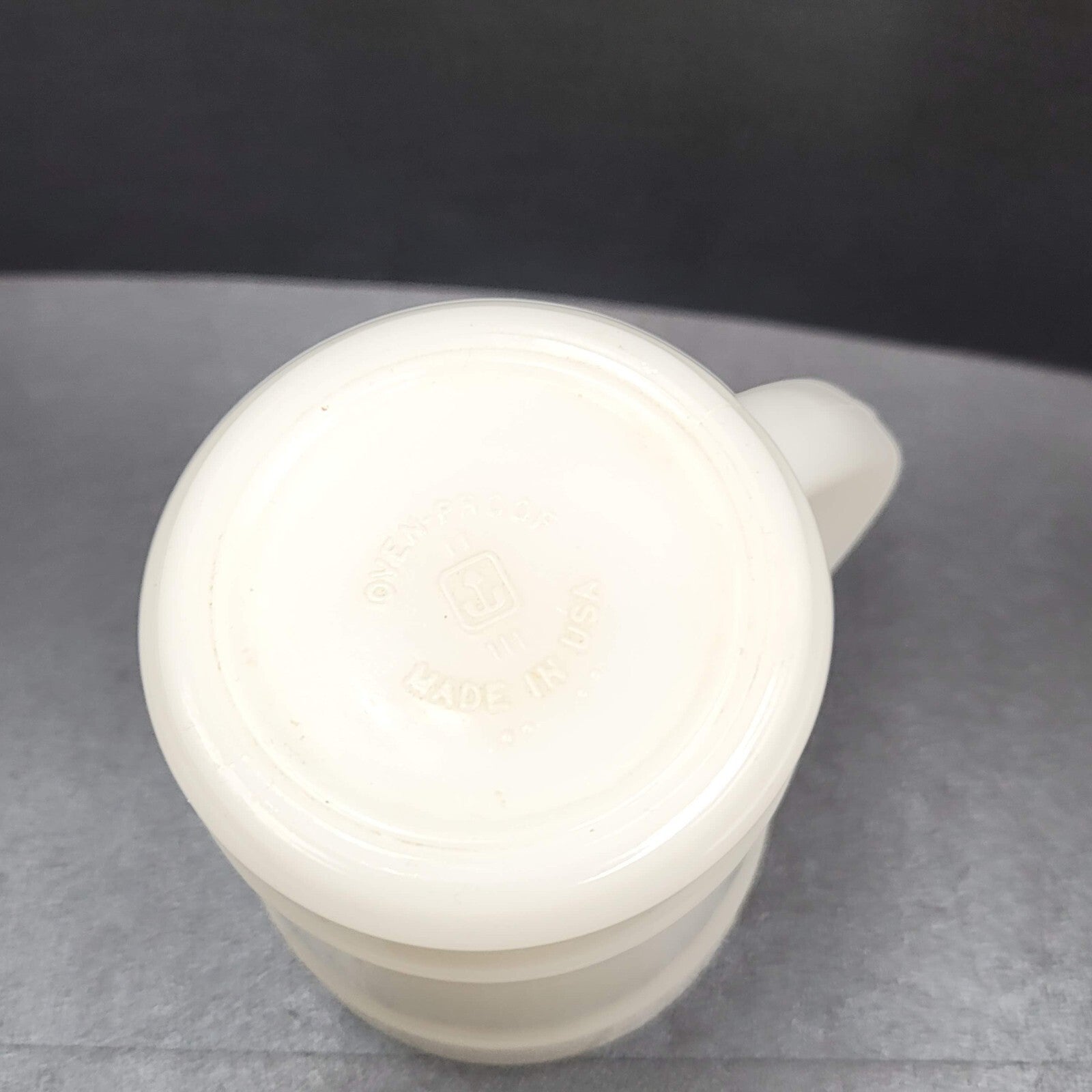 Vintage Oven Proof Anchor Milk Glass Coffee Mug Ribbed Design