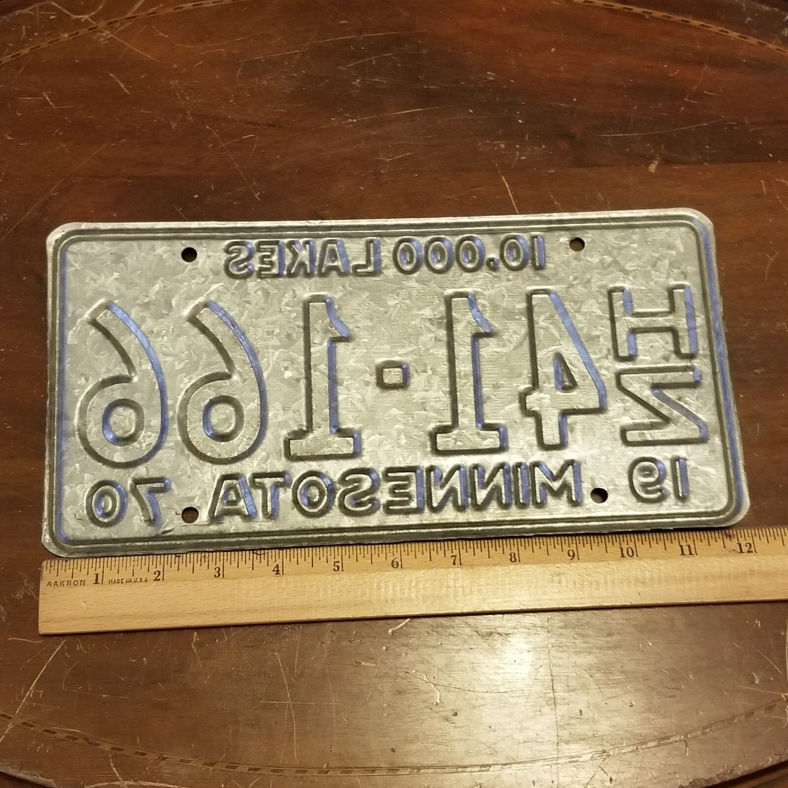 Vintage 1970 License Plate MINNESOTA HZ 41-166 12" x 6"