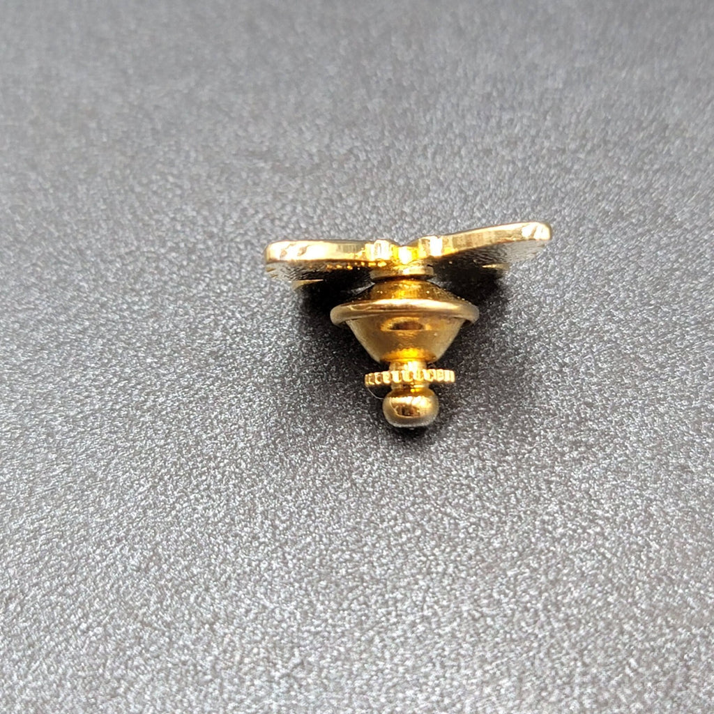 Vintage Enamel Guilloche Pink Butterfly Lapel Pin Gold tone Lapel Hat Pin 3/4"