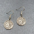Sagittarius Pierced Earrings Silver tone Round Dangle Optimistic 3/4"