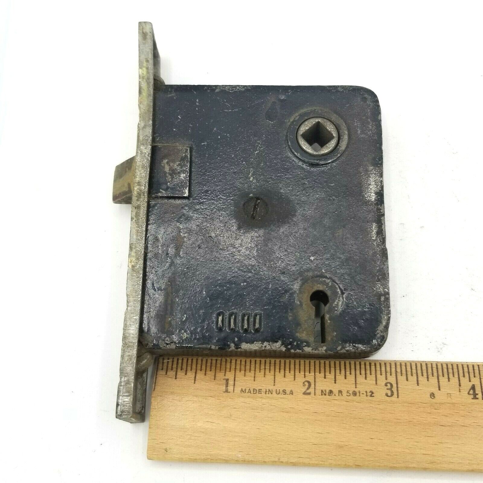 Vintage Cast Iron Door Mortise Lock Salvage Hardware Skeleton Key hole  B152