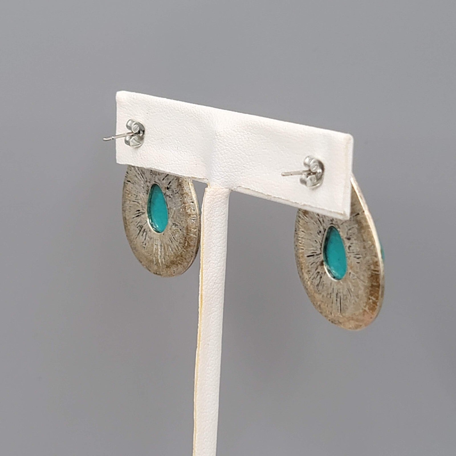 Teardrop Pierced Earrings Silver tone Blue Accent 1.25"