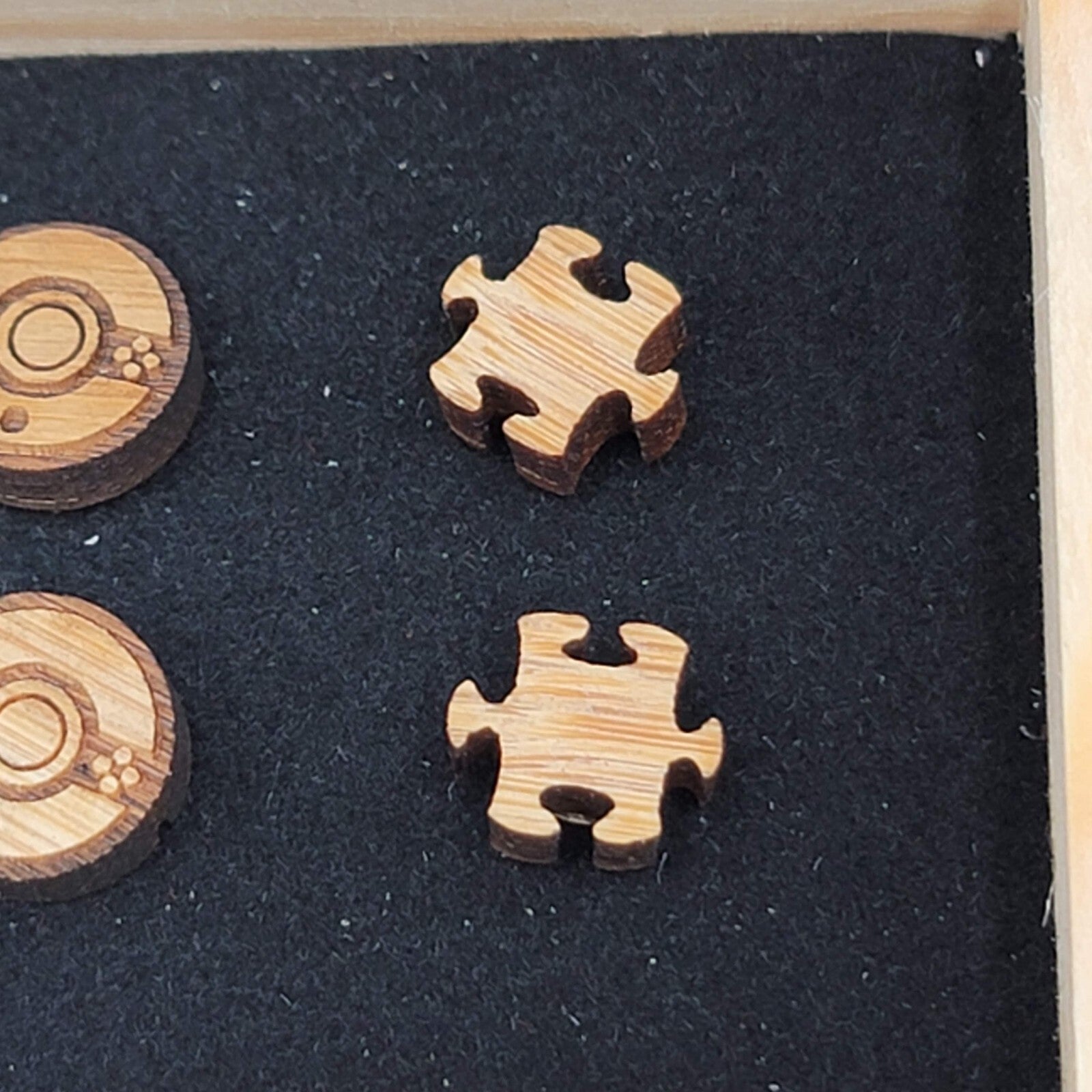 Wood Laser Cut Pierced Earrings Studs Game Controller Poke Ball Puzzle Pieces