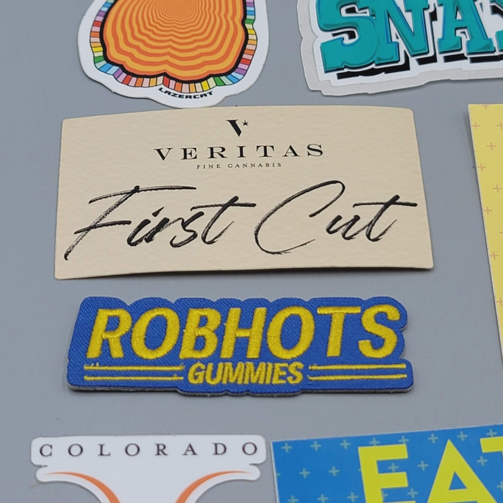 Dispensary Sticker Lot Robhots LazerCat Snaxland Veritas Colorado Harvest