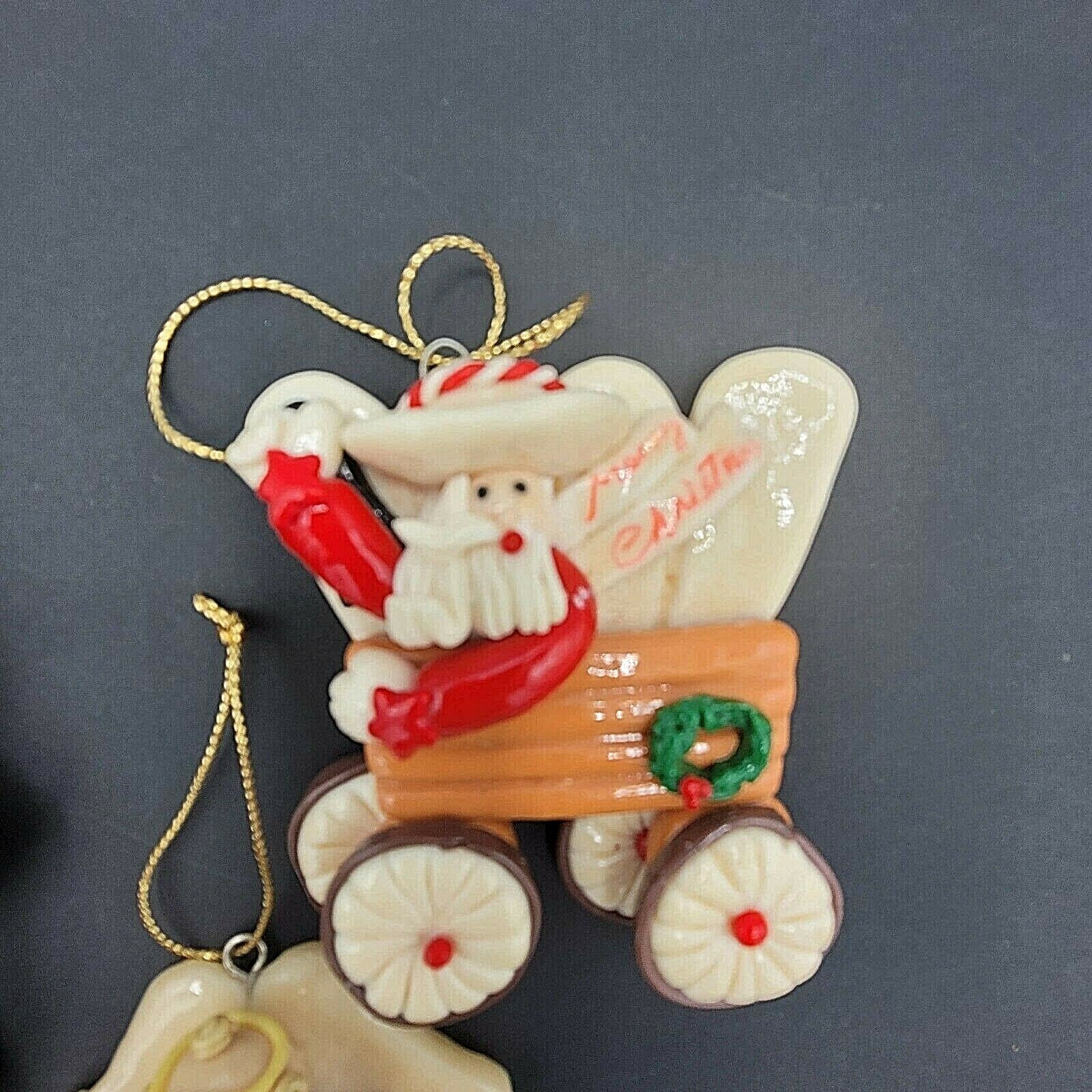 Polymer Clay Christmas Tree Ornaments Lot of 3 Santa Angel Western