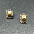 Avon Pierced Earrings Two tone Rectangle Magnetic Drop 3/4"