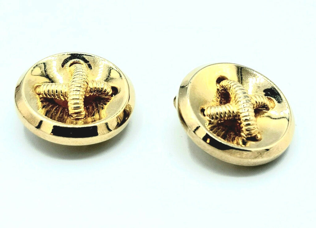 Vintage SPERRY Goldtone Button Style Shoe Clips 1"