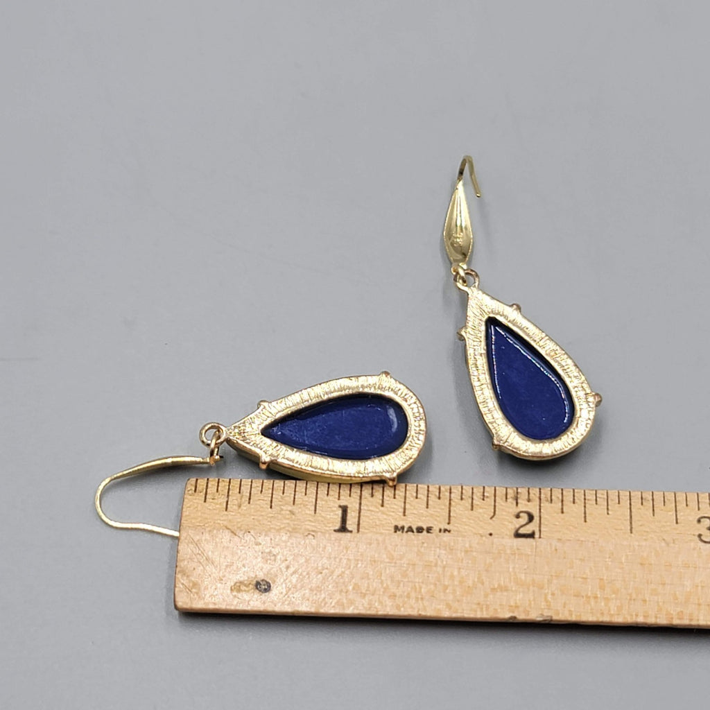 Multicolor Foil Teardrop Pierced Earrings Gold tone Dangle  1.25"