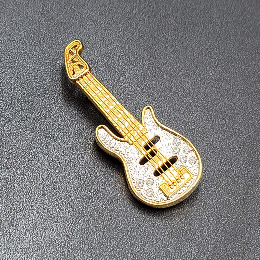 Electric Guitar Pin Brooch Gold and Silver tone 3"