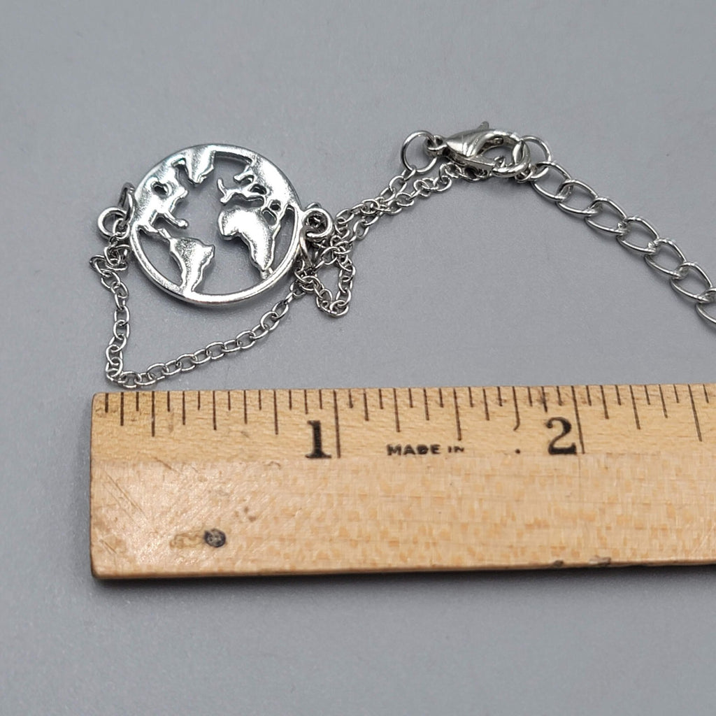 Globe Ankle Bracelet Silver tone Adjustable 7.5" - 9.5"