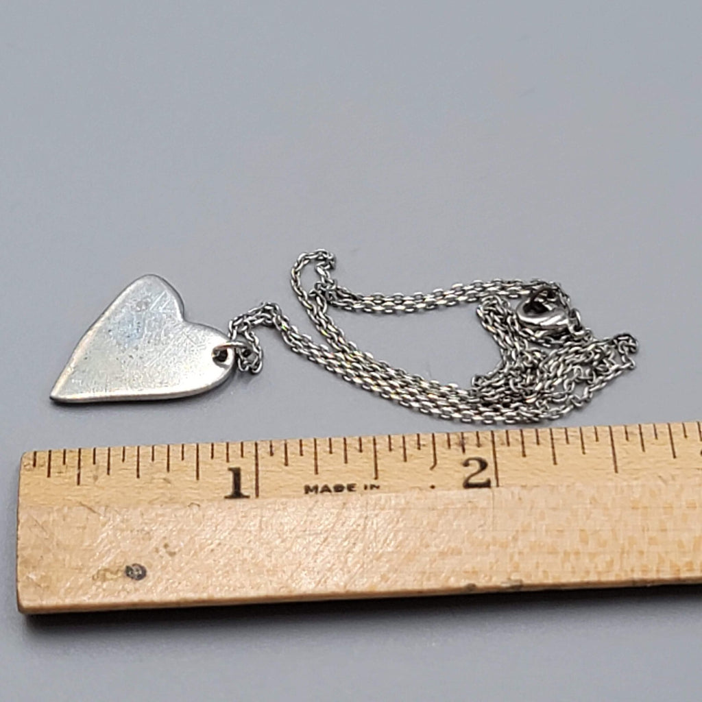 Paw Prints on my Heart Pendant Necklace Silver tone Chain 18"