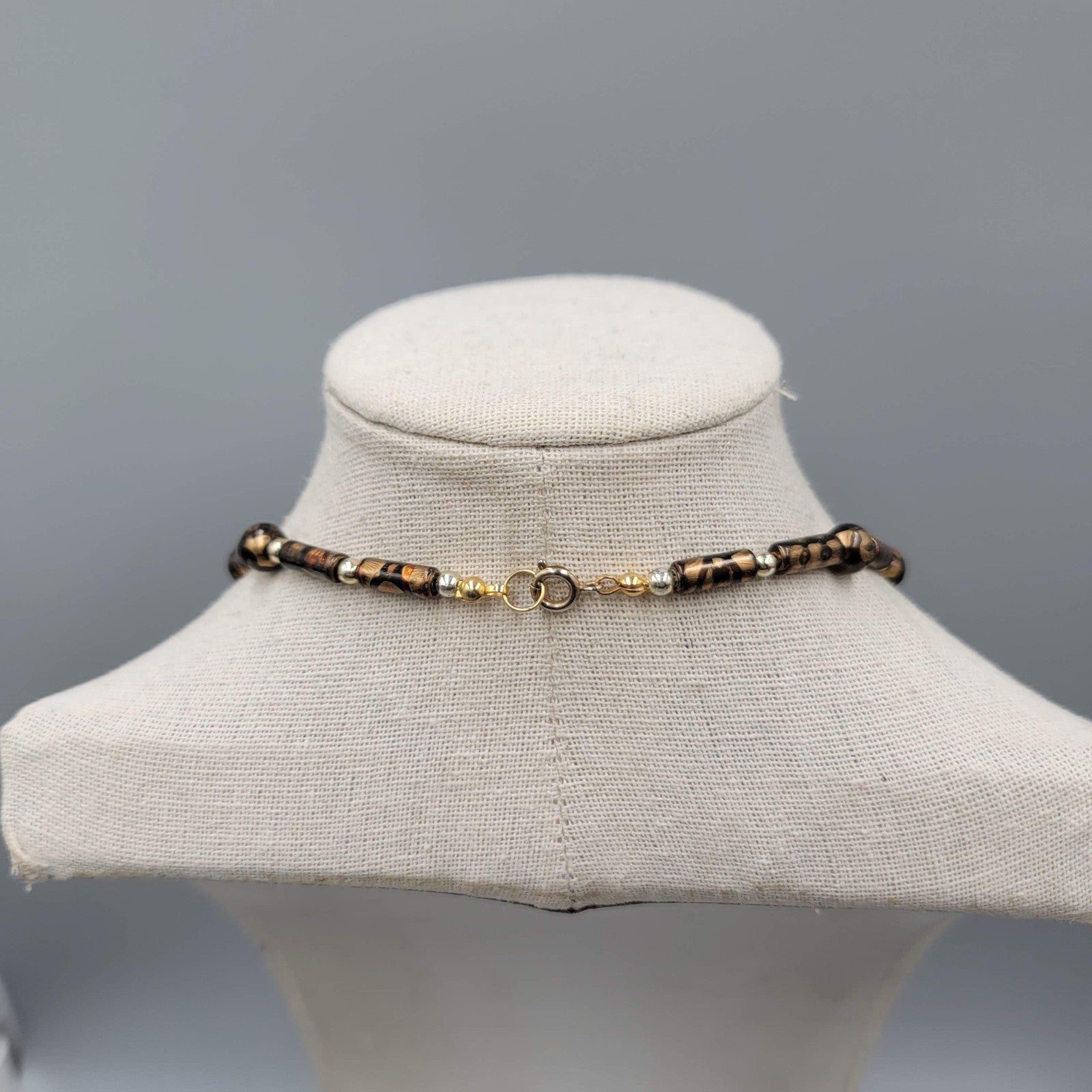 Vintage Necklace Gold tone Swirl Bead Estate Costume Jewelry 22"