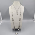 Black Metal Faux Pearl Rhinestone Necklace Convertible Removable Layer 18" & 36"