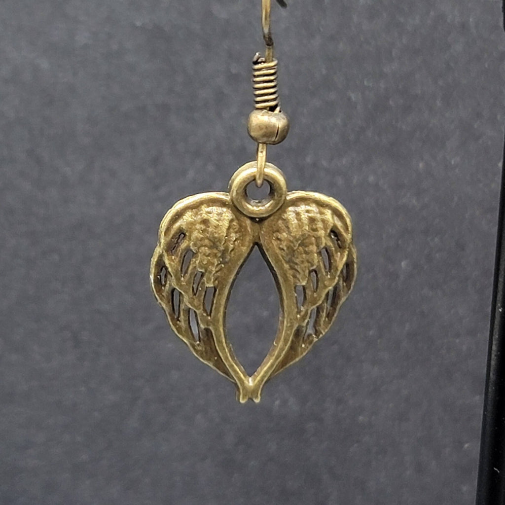 New Angel Wings Pierced Earrings Nature Bronze tone Dangle 7/8"