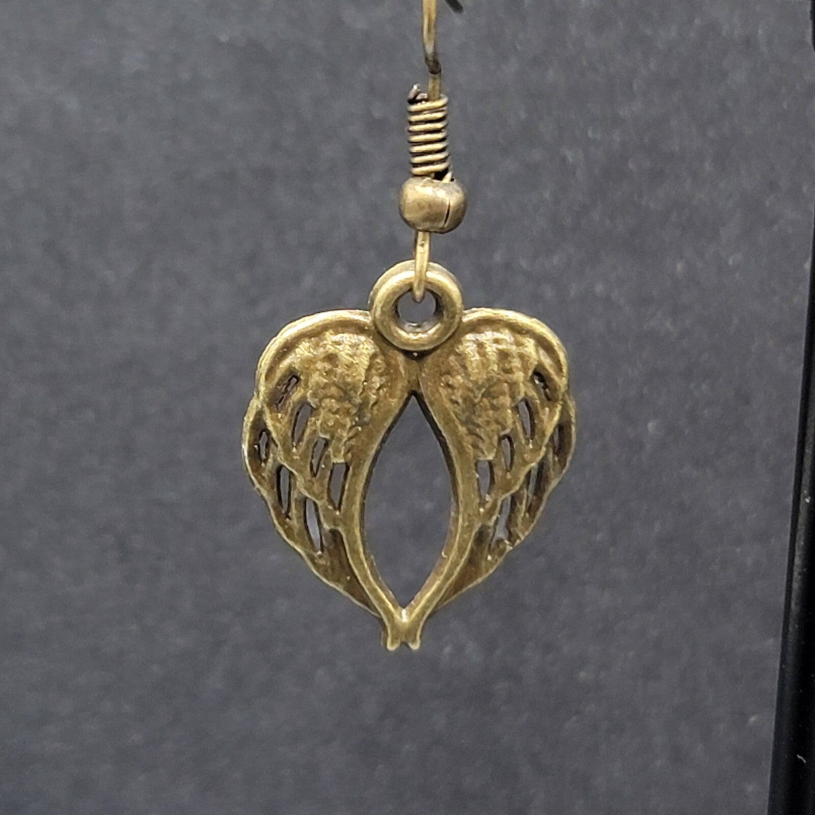 New Angel Wings Pierced Earrings Nature Bronze tone Dangle 7/8"