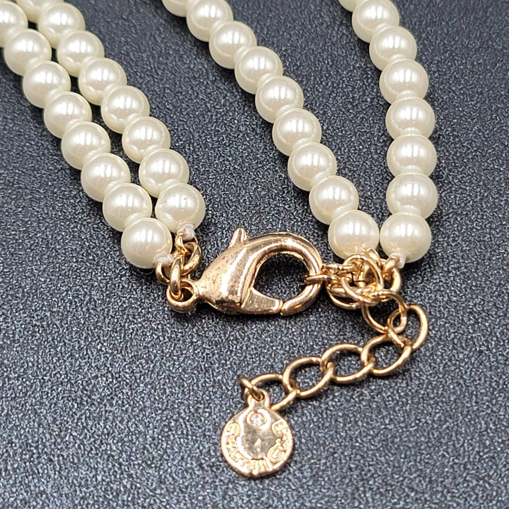 Charter Club Necklace White Faux Pearl Multi Strand Knot Long 28"-30" +6"