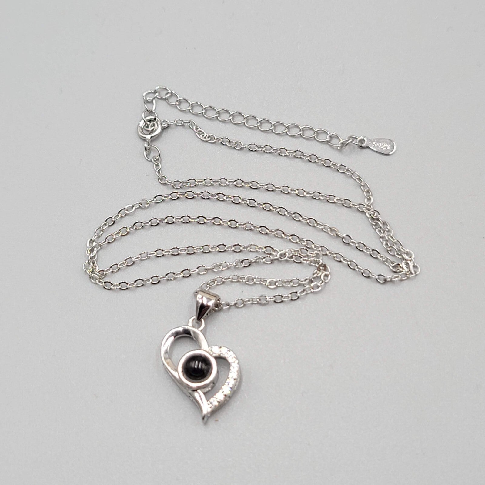 I LOVE YOU in 100 languages Heart Pendant Necklace Valentines Day Silver tone