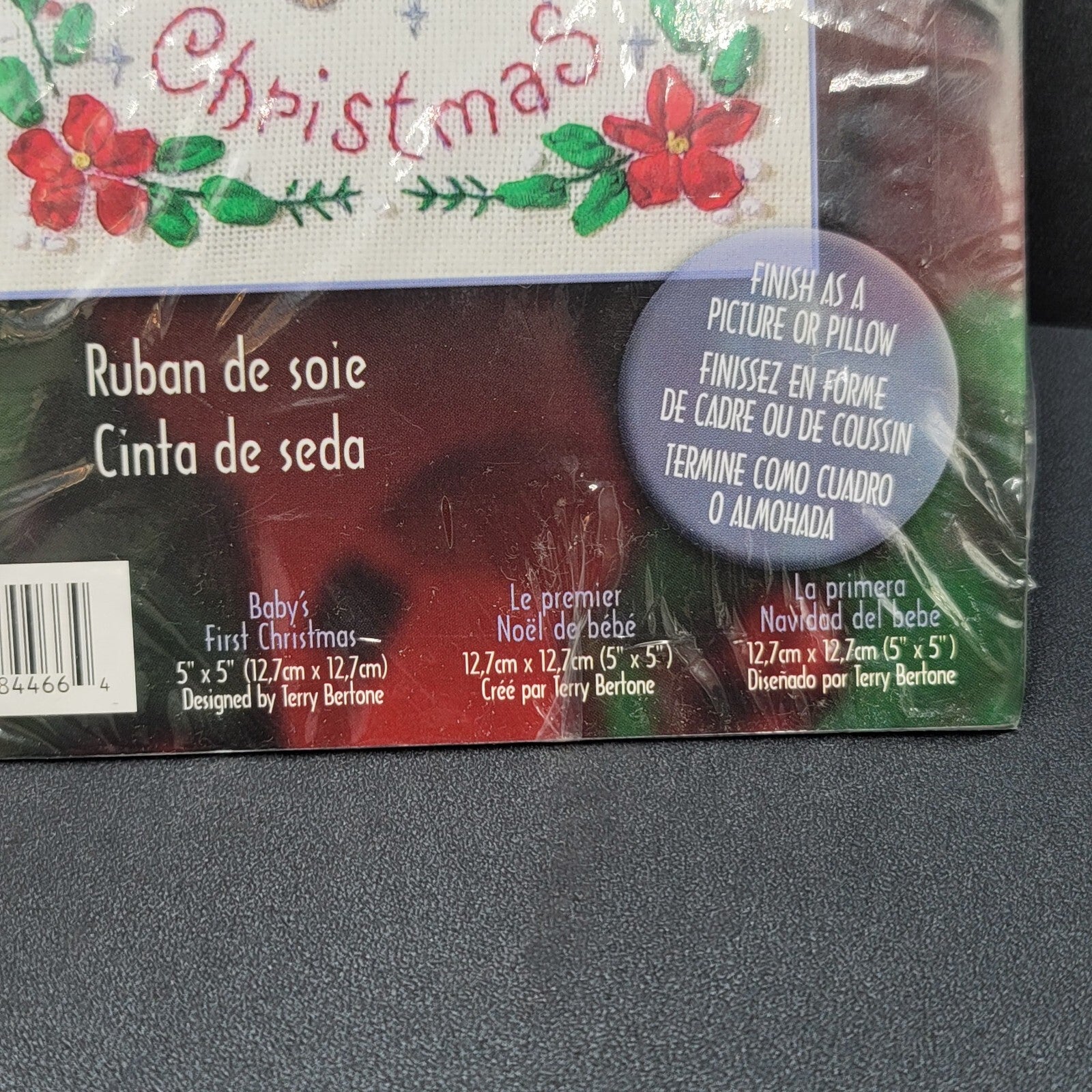 Babys First Christmas Lamb Silk Ribbon Kit Bucilla 5x5