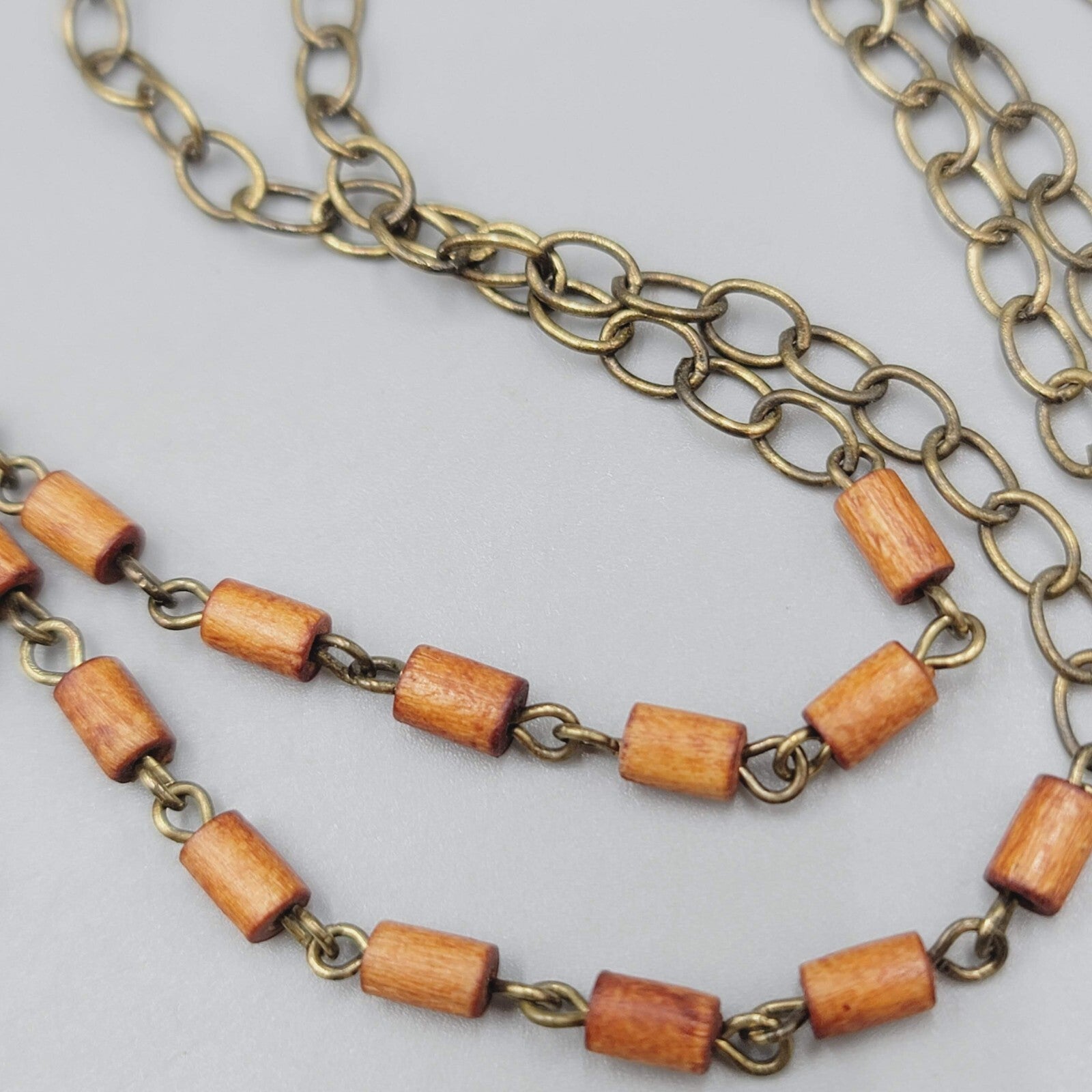 Charm Pendant Necklace Bronze tone Long Chain 28"