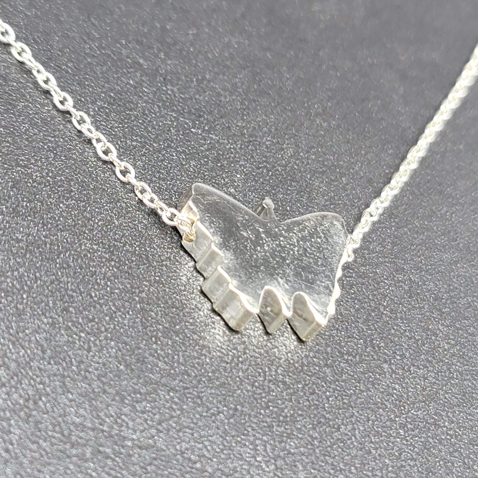 Butterfly Pendant Necklace Silver Plated 19"